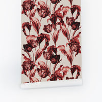 Garden Of Red Tulips Removable Wallpaper