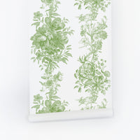Grass Green Toile Pattern Wallpaper
