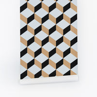 Black And Blue Cube Design Wallpaper