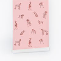 Pink Dog Print Wallpaper