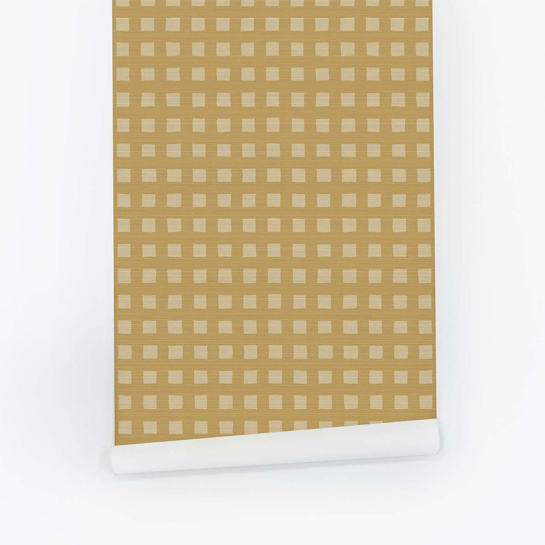 Butter Yellow Modern Plaid Grasscloth Wallpaper