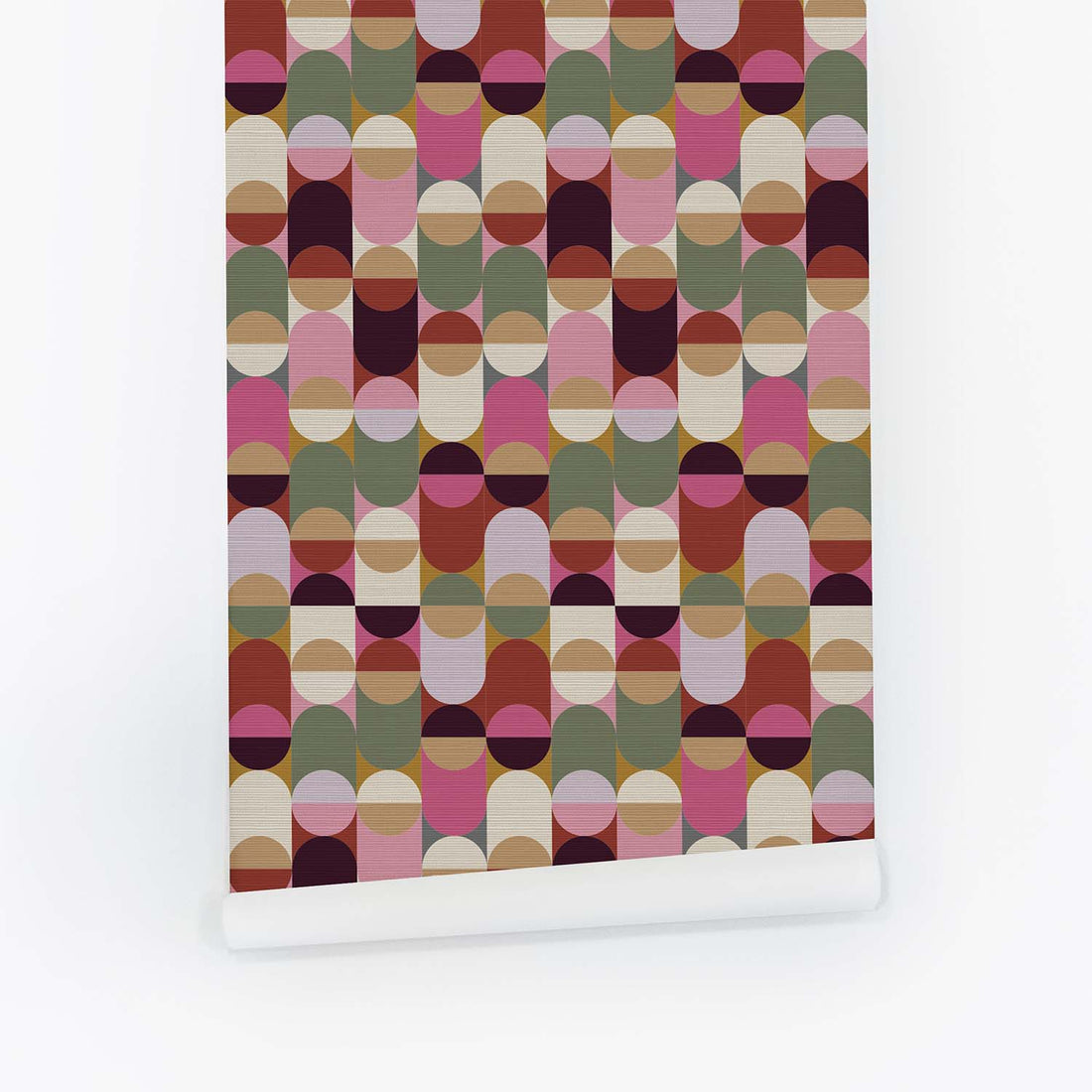 Colorful Retro Design Grasscloth Wallpaper