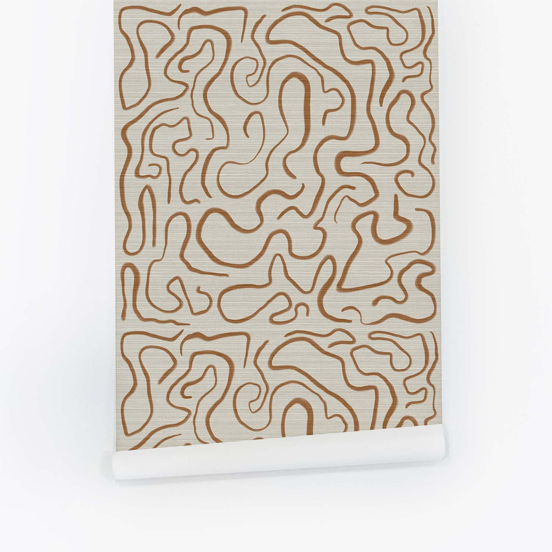 Neutral Abstract Funky Lines Grasscloth Wallpaper