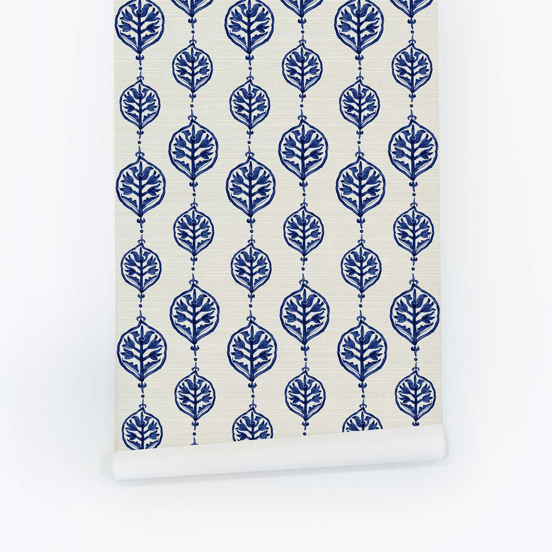 Vintage Floral Ornament Grasscloth Wallpaper