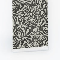 Wooden Zebra Pattern Grasscloth Wallpaper
