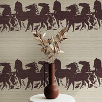 Abstract Horses Grasscloth Wallpaper