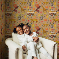 african home decor wallpaper with village motif design