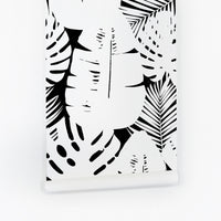 Palm leaf imprint peel and stick wall mural