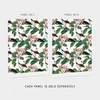 Vintage style botanical floral garden wallpaper with birds