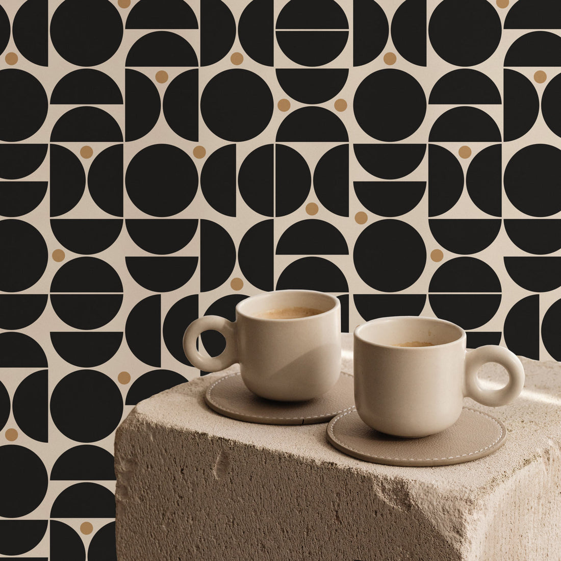 Black Retro Geometric Wallpaper