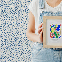 modern coastal removable wallpaper with blue dalmatian animal pattern