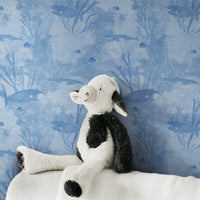 Blue Underwater Whale Design Wallpaper