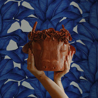 Bold Blue Banana Leaf Wallpaper