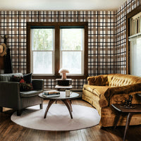 Brown Bold Plaid Design Wallpaper