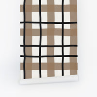 Brown Bold Plaid Design Wallpaper