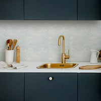 blue ocean inspired kitchen backsplash design