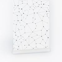 star pattern wallpaper for kids bedroom interior in black and white