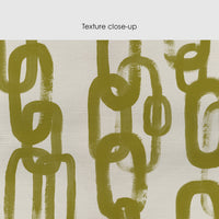 Chartreuse green wallpaper with a hand-painted interlocking chain link pattern