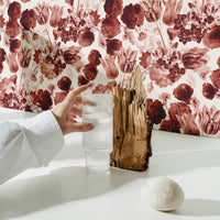 classic red vintage floral design wallpaper