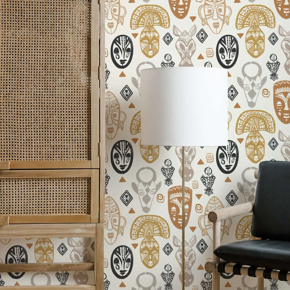 african abstract art on walls in neutral