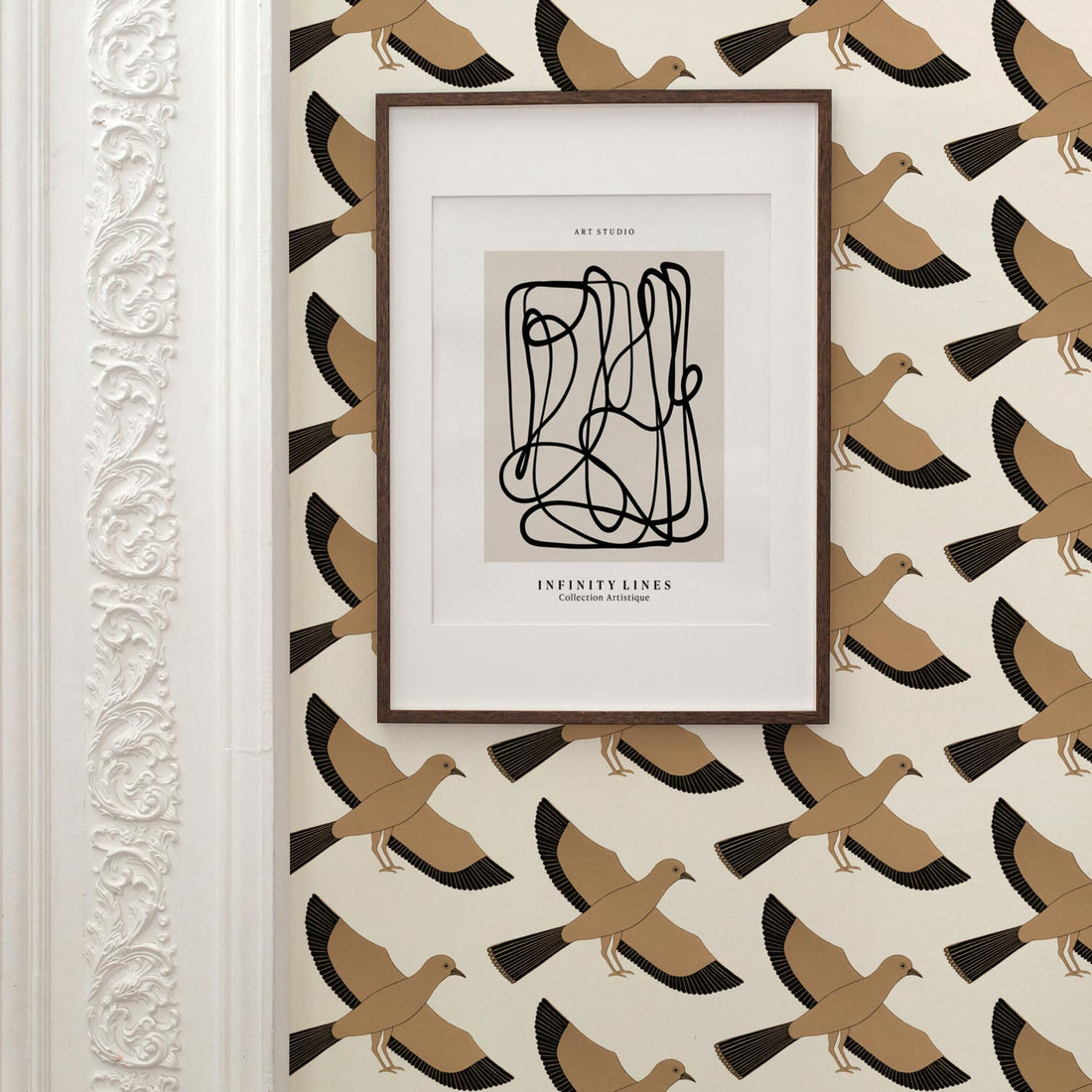 Modern Japandi Style Pigeon Ceiling Wallpaper