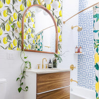 Neon yellow lemon pattern wallpaper