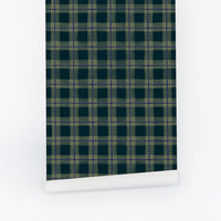 Gingham Plaid Grasscloth Wallpaper