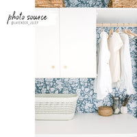 vintage inspired dark blue flower design removable wallpaper