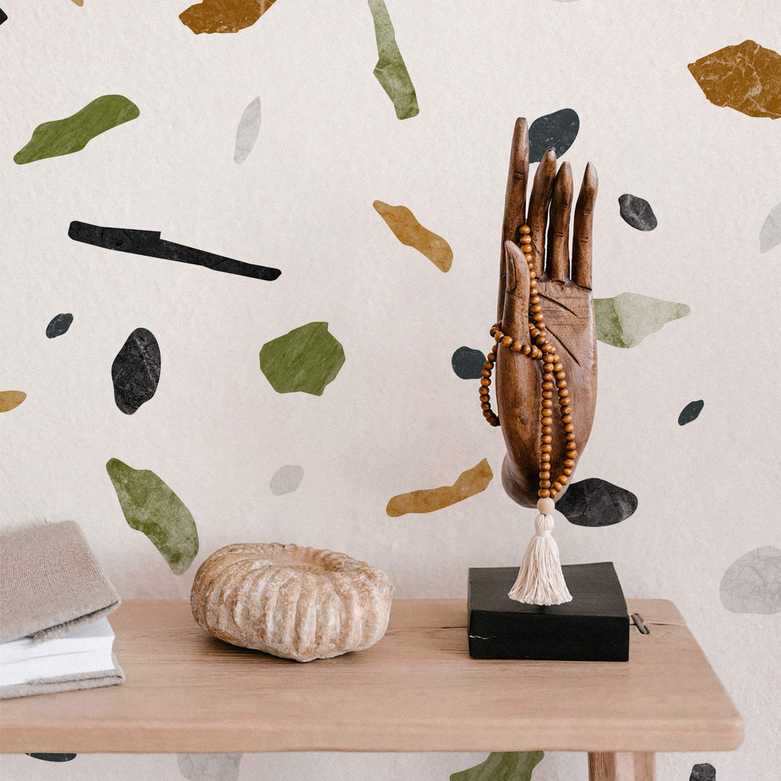 green marble patterned peel and stick wallpaper