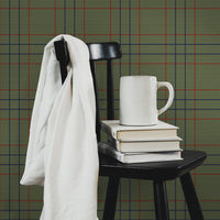 Green Criss Cross Plaid Grasscloth Wallpaper