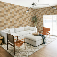 Light Wood Mosaic Print Wallpaper