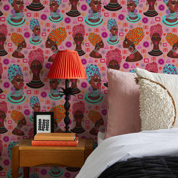 pink colorful african culture inspired wallpaper