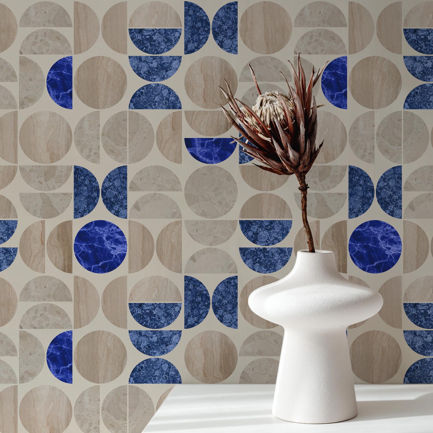 Geometric Blue Marble Removable Wallpaper Livettes Livettes Wallpaper