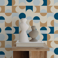 tiny retro geometric circles wallpaper for costal interior