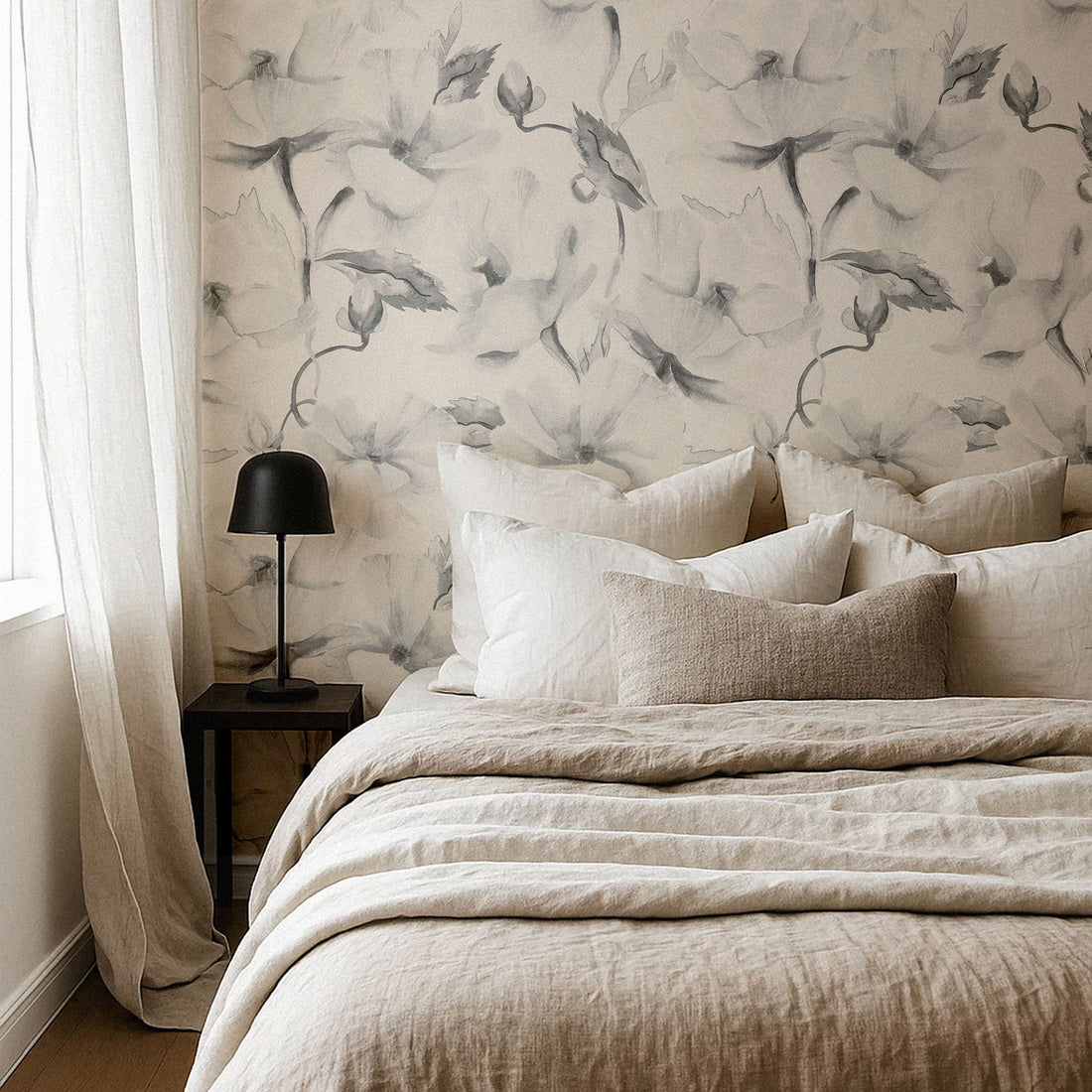 Neutral Oversized Floral Wall Mural