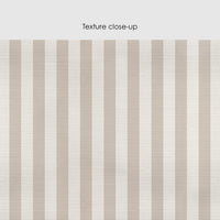 Taupe and cream peel and stick wallpaper with a classic vertical stripe pattern