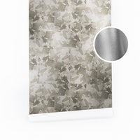 Neutral Natural Stone Texture Wallpaper in Silver Metallic
