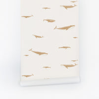 Neutral Whale Print Wallpaper