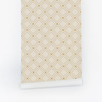 Neutral Geometric Tile Pattern Wallpaper