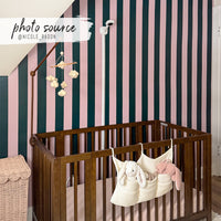 Pink And Green Oversized Stripes Kids Wallpaper