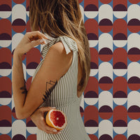 retro wallpaper in red with geometric shapes