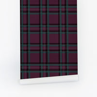Tartan Inspired Grasscloth Wallpaper In Jewel