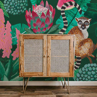 african art deco inspired wall mural in green