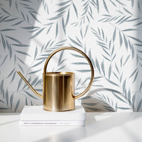 botanical fern leaf wallpaper in dining room