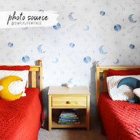 Vintage Space Themed Kids Wallpaper in Blue