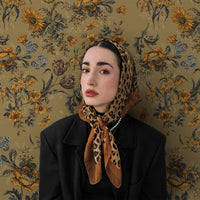 Vintage Floral Grasscloth Wallpaper In Mustard