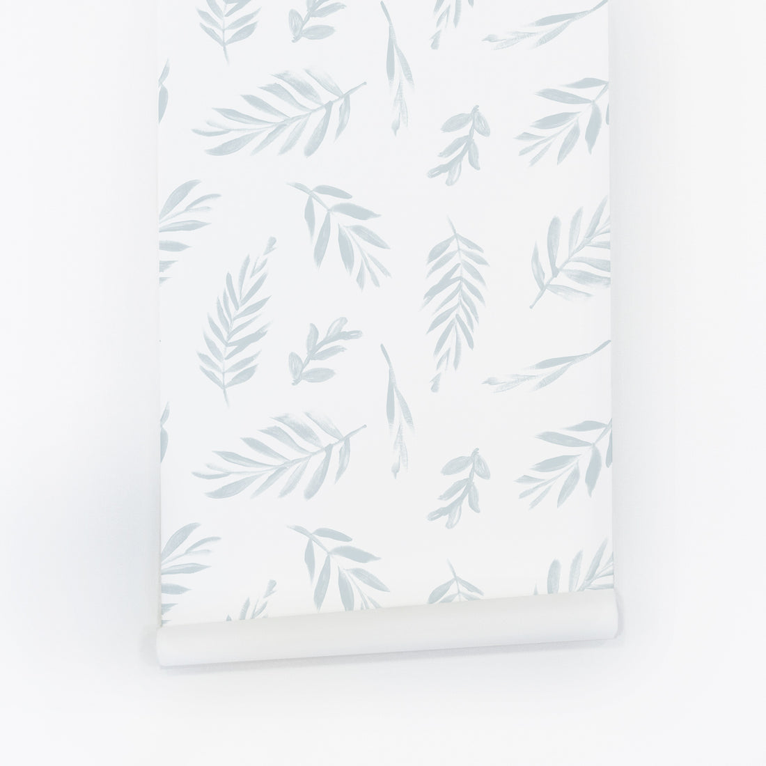 Light blue and white removable wallpaper for powder room interior design