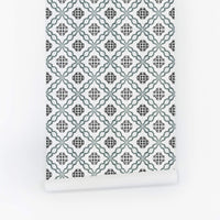 modern green and black lisbon inspired tiles wallpaper