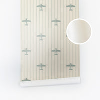Vintage Airplane Metallic Pearl Wallpaper