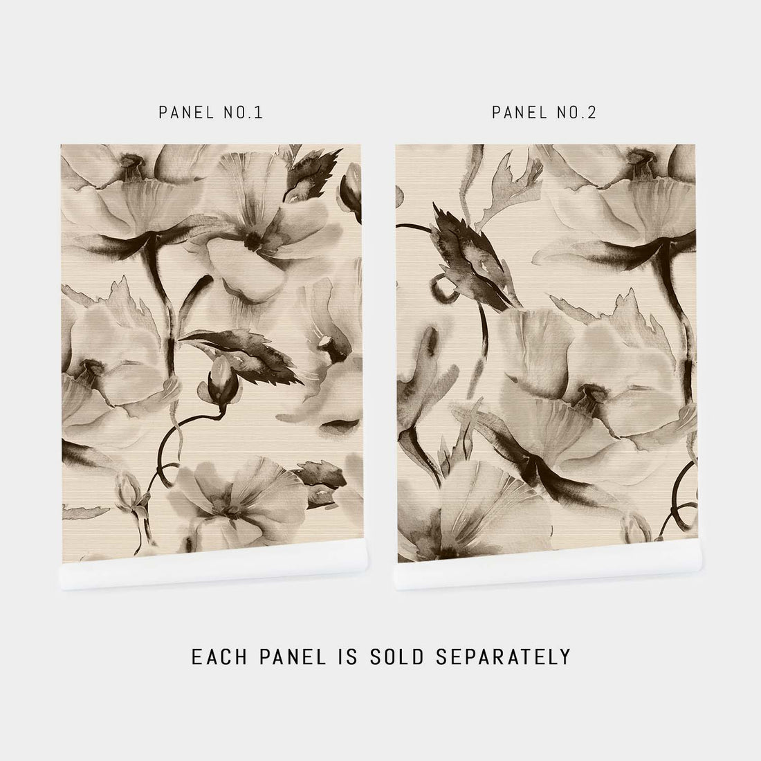 Espresso Brown Oversized Floral Grasscloth Wallpaper